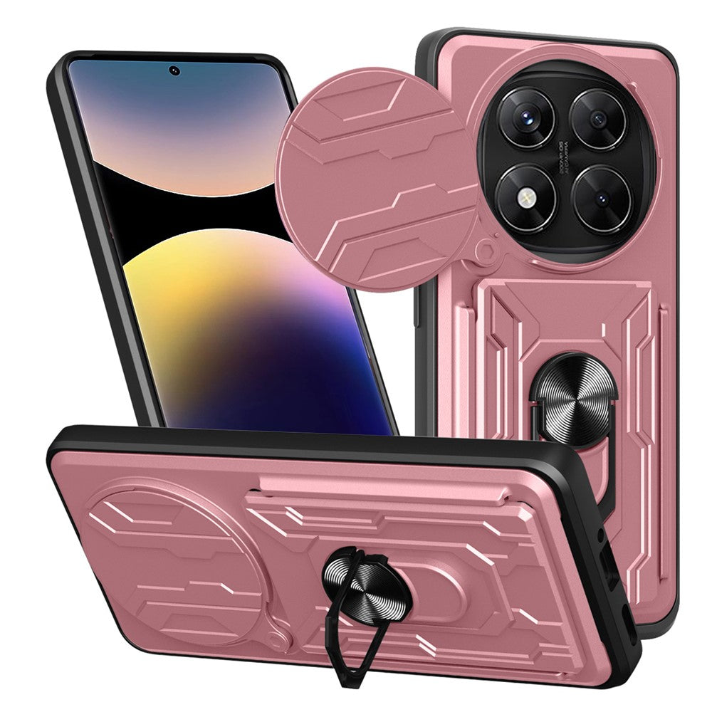 For Xiaomi Redmi Note 14 Pro 4G Case PC + TPU Kickstand Phone Back Cover with Camera Slider