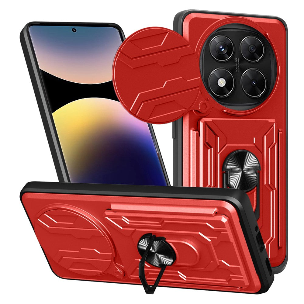 For Xiaomi Redmi Note 14 Pro 4G Case PC + TPU Kickstand Phone Back Cover with Camera Slider