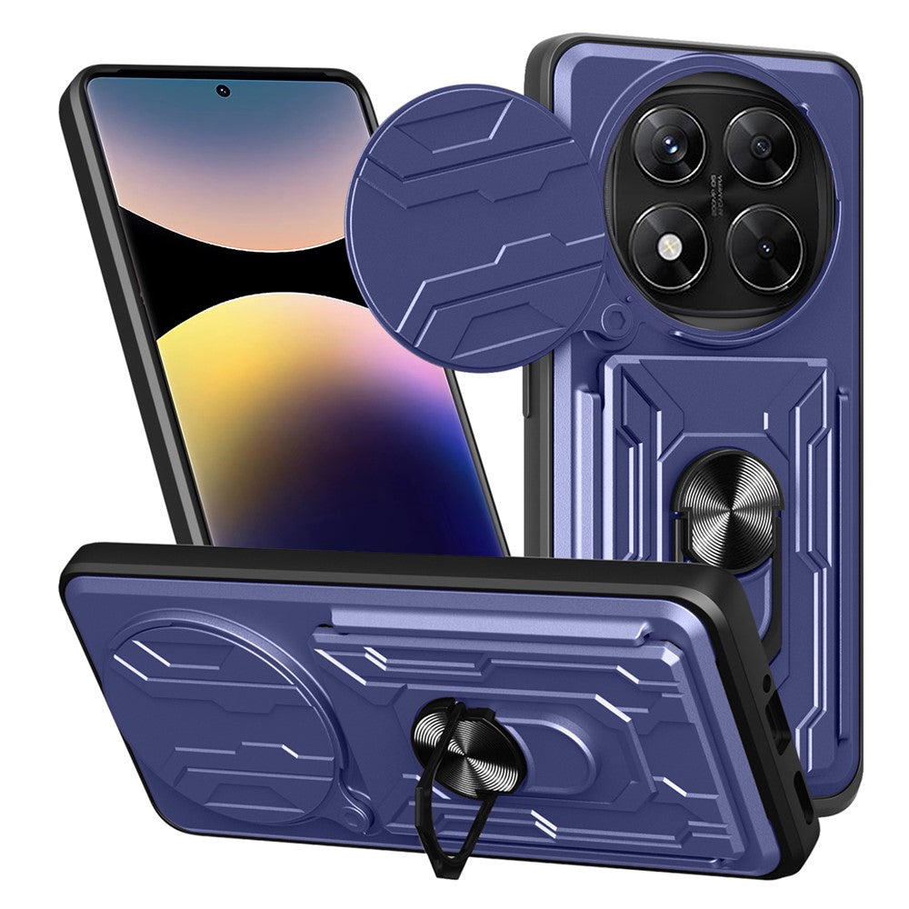 For Xiaomi Redmi Note 14 Pro 4G Case PC + TPU Kickstand Phone Back Cover with Camera Slider