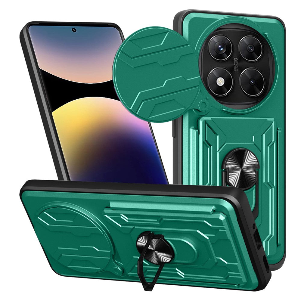 For Xiaomi Redmi Note 14 Pro 4G Case PC + TPU Kickstand Phone Back Cover with Camera Slider