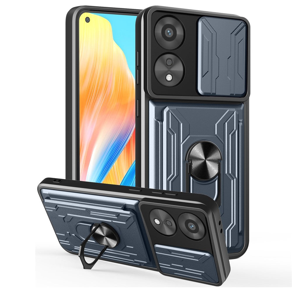 For Oppo A78 4G Case PC + TPU Kickstand Phone Back Cover with Camera Slider