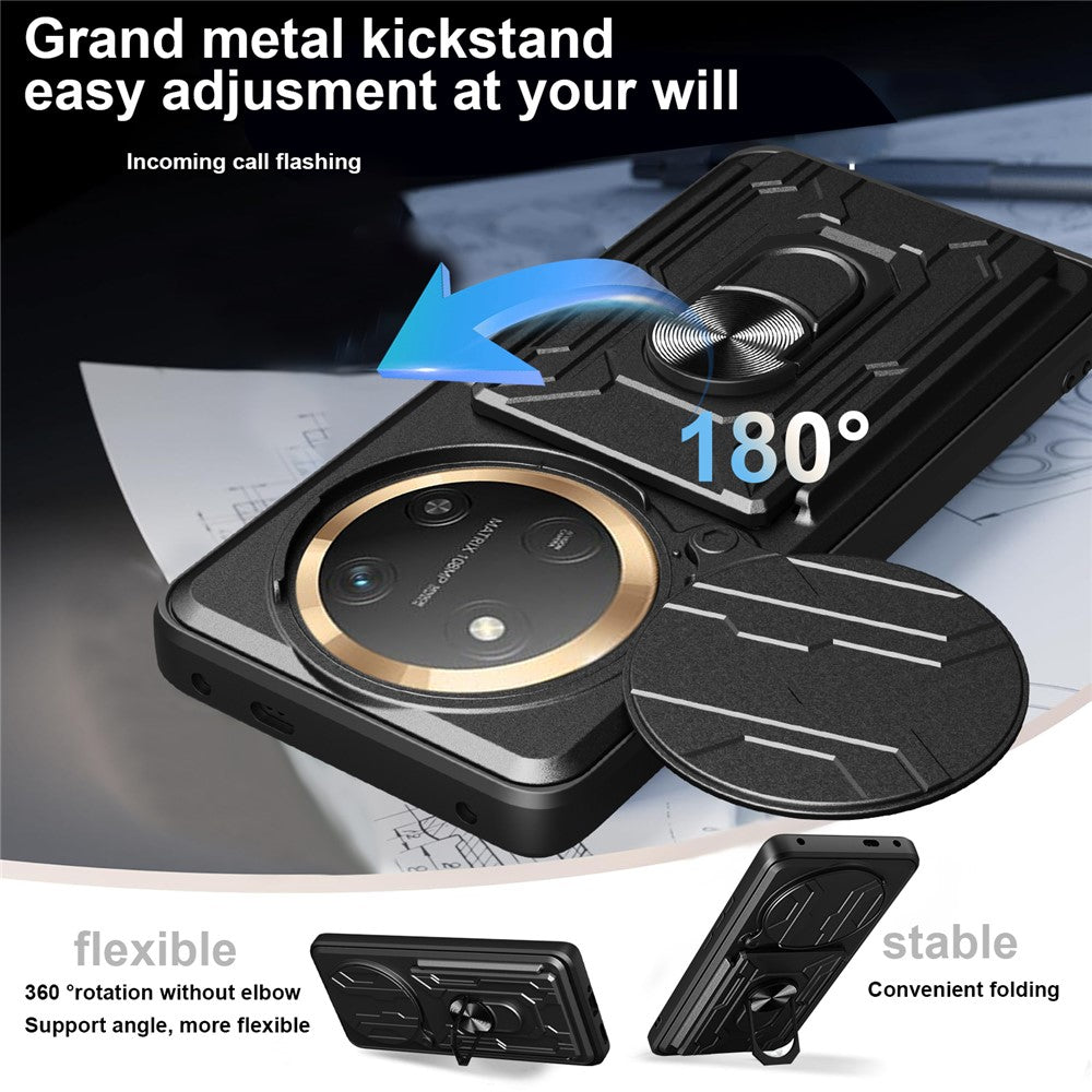 For Honor Magic7 Lite 5G / X9c 5G / X60 Pro 5G Case PC + TPU Kickstand Phone Back Cover with Camera Slider