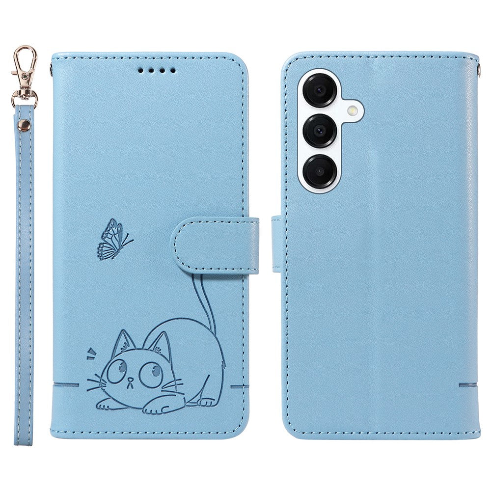 Samsung Galaxy A18 5G / A18 4G A17 5G / A17 4G / A26 5G / A16 5G / A16 4G Plånboksfodral Läderfodral med Kattmönster och Handledsrem