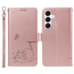 Samsung Galaxy A18 5G / A18 4G A17 5G / A17 4G / A26 5G / A16 5G / A16 4G Plånboksfodral Läderfodral med Kattmönster och Handledsrem