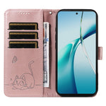 Pungcover til OnePlus Nord CE4 Lite 5G / Oppo K12x 5G (Kina), lædercover med kattemønster og håndledsrem