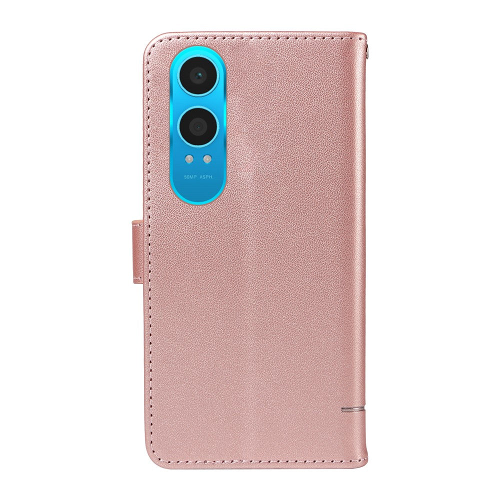 Pungcover til OnePlus Nord CE4 Lite 5G / Oppo K12x 5G (Kina), lædercover med kattemønster og håndledsrem