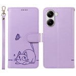 Wallet Case for Xiaomi Poco X7 Pro 5G  /  Redmi Turbo 4 5G Cat Pattern Imprint Leather Phone Cover with Wrist Strap