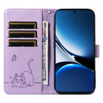 Wallet Case for Xiaomi Poco X7 Pro 5G  /  Redmi Turbo 4 5G Cat Pattern Imprint Leather Phone Cover with Wrist Strap