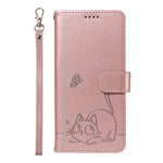 For Xiaomi Redmi Note 14 4G (164.84mm) Wallet Case with Wrist Strap Cat Pattern Imprint Leather Phone Cover