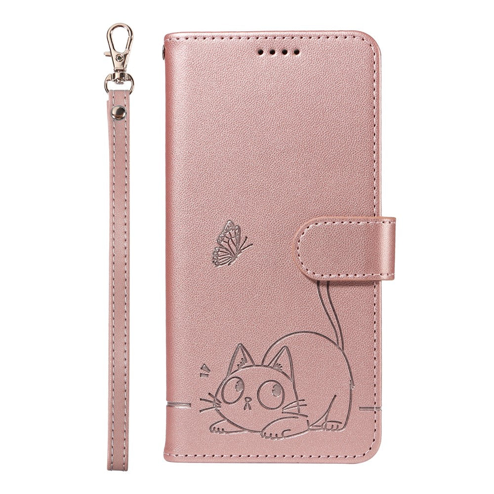 Xiaomi Redmi Note 14 4G (164.84mm) Plånboksfodral med handledsrem Läderfodral med kattmönster