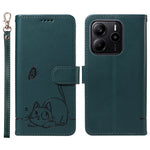 For Xiaomi Redmi Note 14 4G (164.84mm) Wallet Case with Wrist Strap Cat Pattern Imprint Leather Phone Cover
