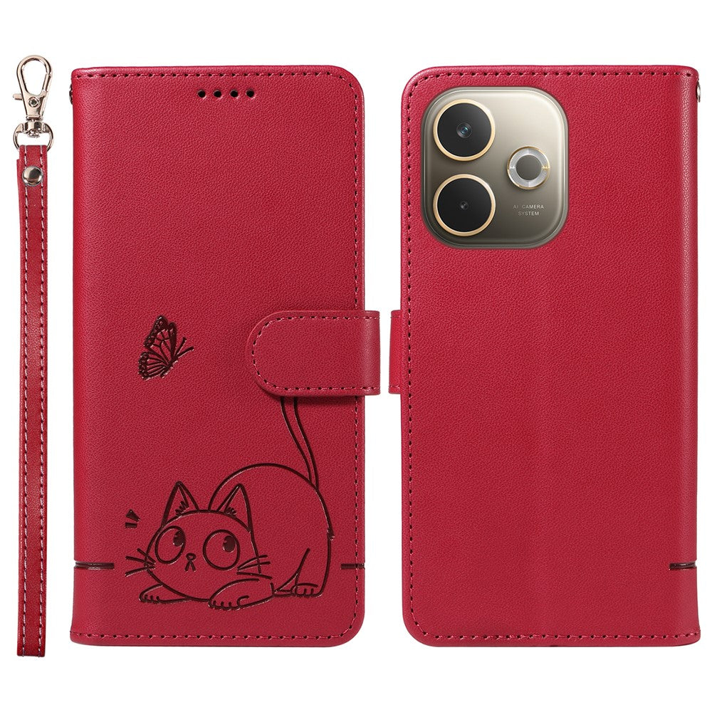 For Oppo A5 4G (Global)  / 5G (Global) / A5 4G / 5G / A3 Pro (Global) 5G Wallet Case with Strap Cat Pattern Imprint Leather Phone Cover