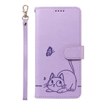 Wallet Case for Xiaomi Redmi Note 14 Pro 5G / 14 Pro+ 5G / Poco X7 5G Cat Pattern Imprint Leather Phone Cover with Wrist Strap