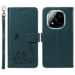 Plånboksfodral för Xiaomi Redmi Note 14 Pro 5G / 14 Pro+ 5G / Poco X7 5G Läderfodral med kattmönster och handledsrem
