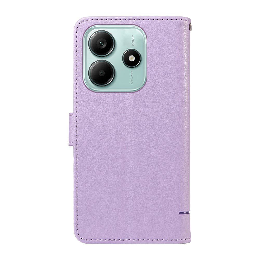Wallet Case for Xiaomi Redmi Note 14 5G / Poco M7 Pro 5G Cat Pattern Imprint Leather Phone Cover with Wrist Strap