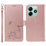 Wallet Case for Xiaomi Redmi Note 14 5G / Poco M7 Pro 5G Cat Pattern Imprint Leather Phone Cover with Wrist Strap