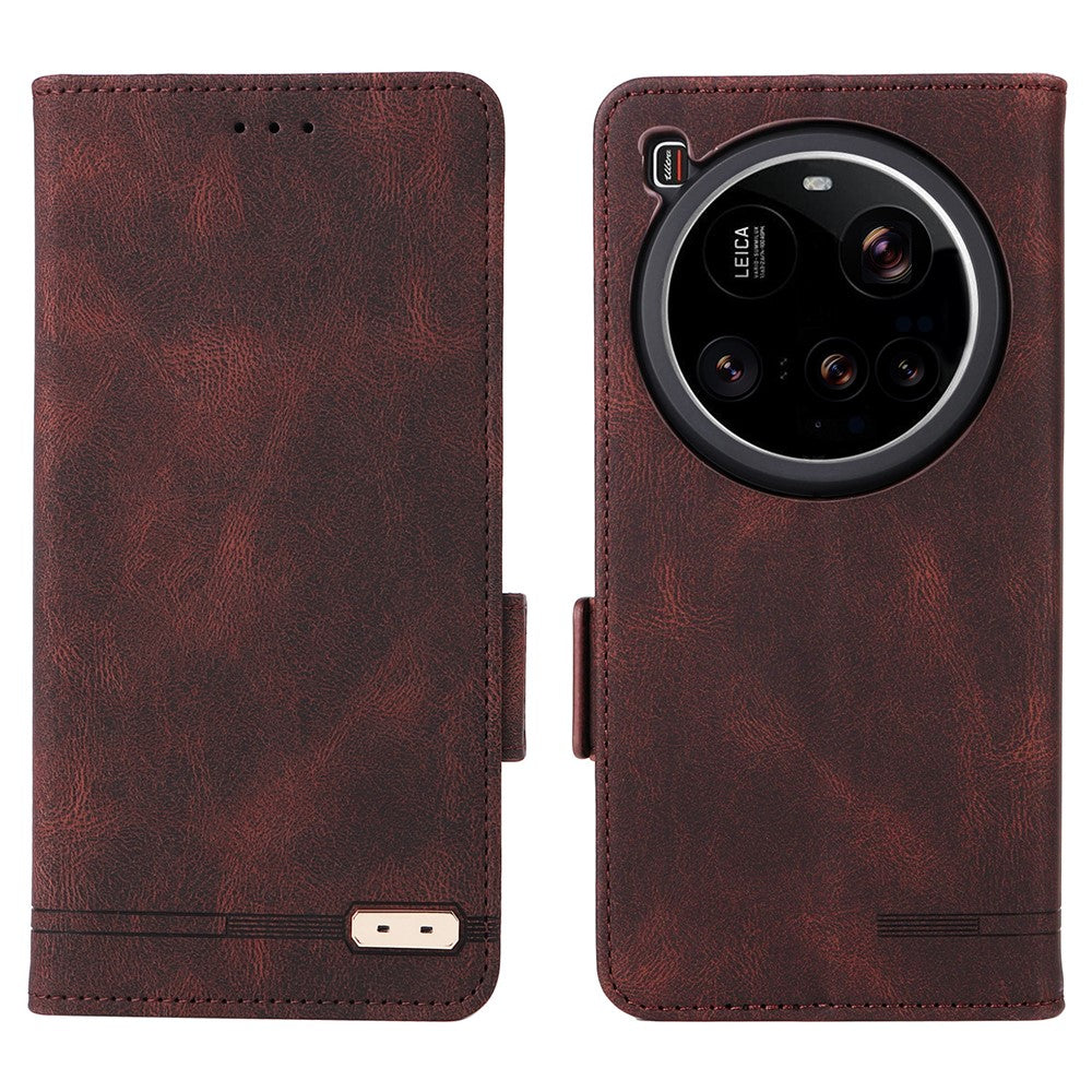 For Xiaomi 15 Ultra Case Leather Wallet Flip Phone Cover with Hardware Decor