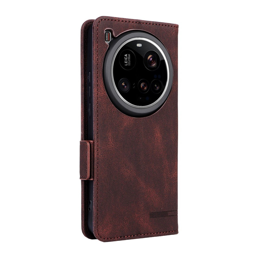 For Xiaomi 15 Ultra Case Leather Wallet Flip Phone Cover with Hardware Decor