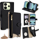 For Xiaomi Redmi Note 14 4G (163.25mm) Wallet Case Fishtail Design Leather Phone Cover with Mirror / Stand / Strap
