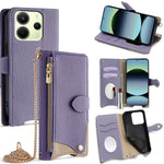 For Xiaomi Redmi Note 14 4G (163.25mm) Wallet Case Fishtail Design Leather Phone Cover with Mirror / Stand / Strap