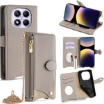 For Xiaomi Redmi Note 14 Pro 4G Wallet Case Fishtail Design Leather Phone Cover with Mirror / Stand / Strap