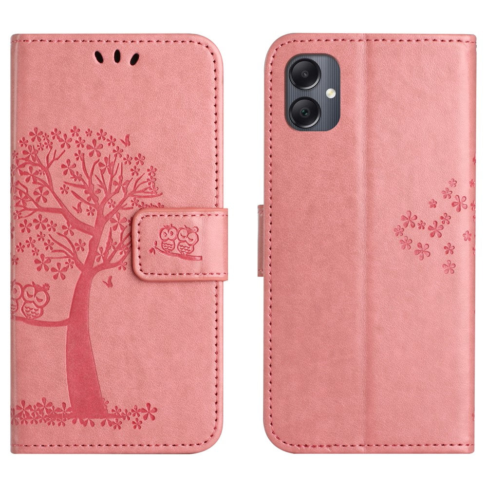 For Samsung Galaxy A07 4G / A06 5G / A06 4G Case PU Leather Owl Tree Imprinted Wallet Phone Cover
