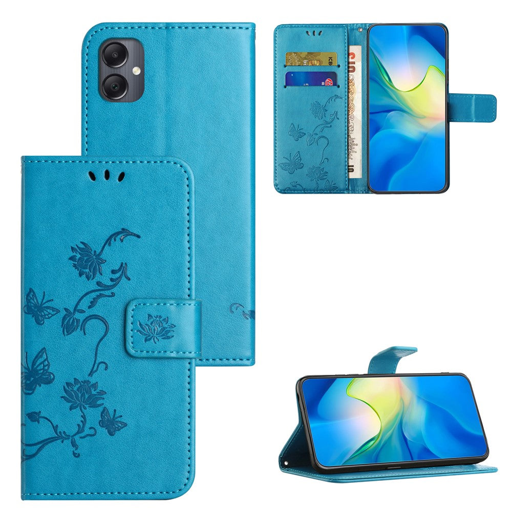 For Samsung Galaxy A07 4G / A06 5G / A06 4G Case Wallet Stand Imprinted Butterfly Flower PU Leather Phone Cover