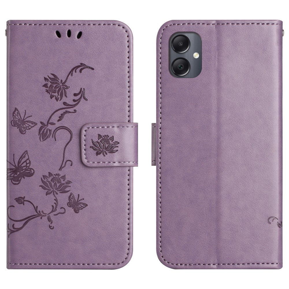 For Samsung Galaxy A07 4G / A06 5G / A06 4G Case Wallet Stand Imprinted Butterfly Flower PU Leather Phone Cover