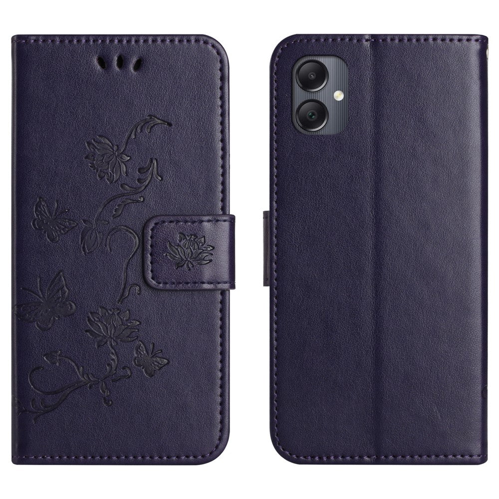 For Samsung Galaxy A07 4G / A06 5G / A06 4G Case Wallet Stand Imprinted Butterfly Flower PU Leather Phone Cover