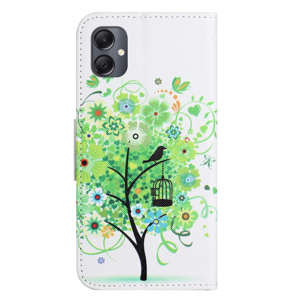 Til Samsung Galaxy A07 4G / A06 5G / A06 4G cover med mønstertryk og krydstekstur i læder