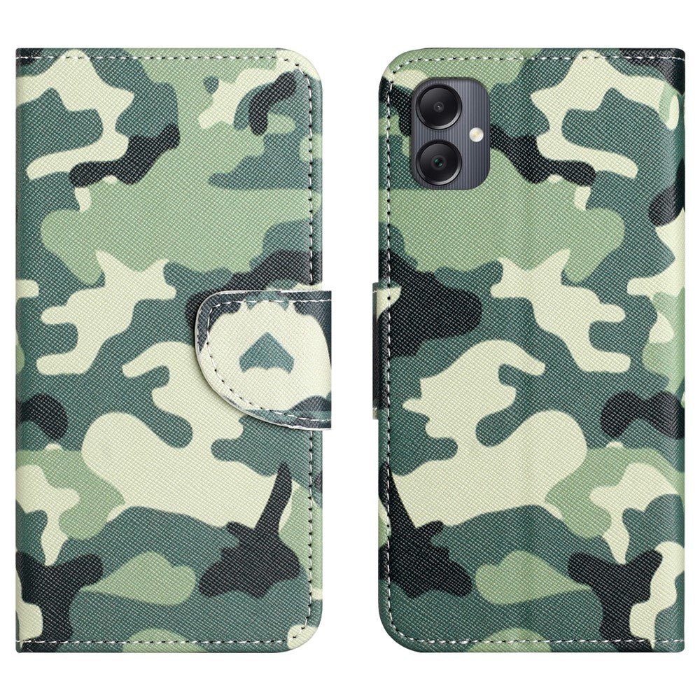 Til Samsung Galaxy A07 4G / A06 5G / A06 4G cover med mønstertryk og krydstekstur i læder