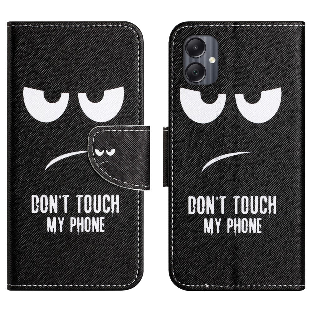 Til Samsung Galaxy A07 4G / A06 5G / A06 4G cover med mønstertryk og krydstekstur i læder