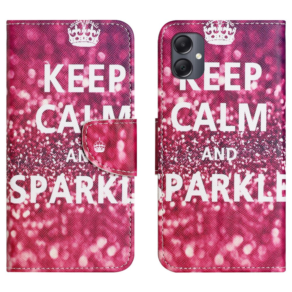 Til Samsung Galaxy A07 4G / A06 5G / A06 4G cover med mønstertryk og krydstekstur i læder