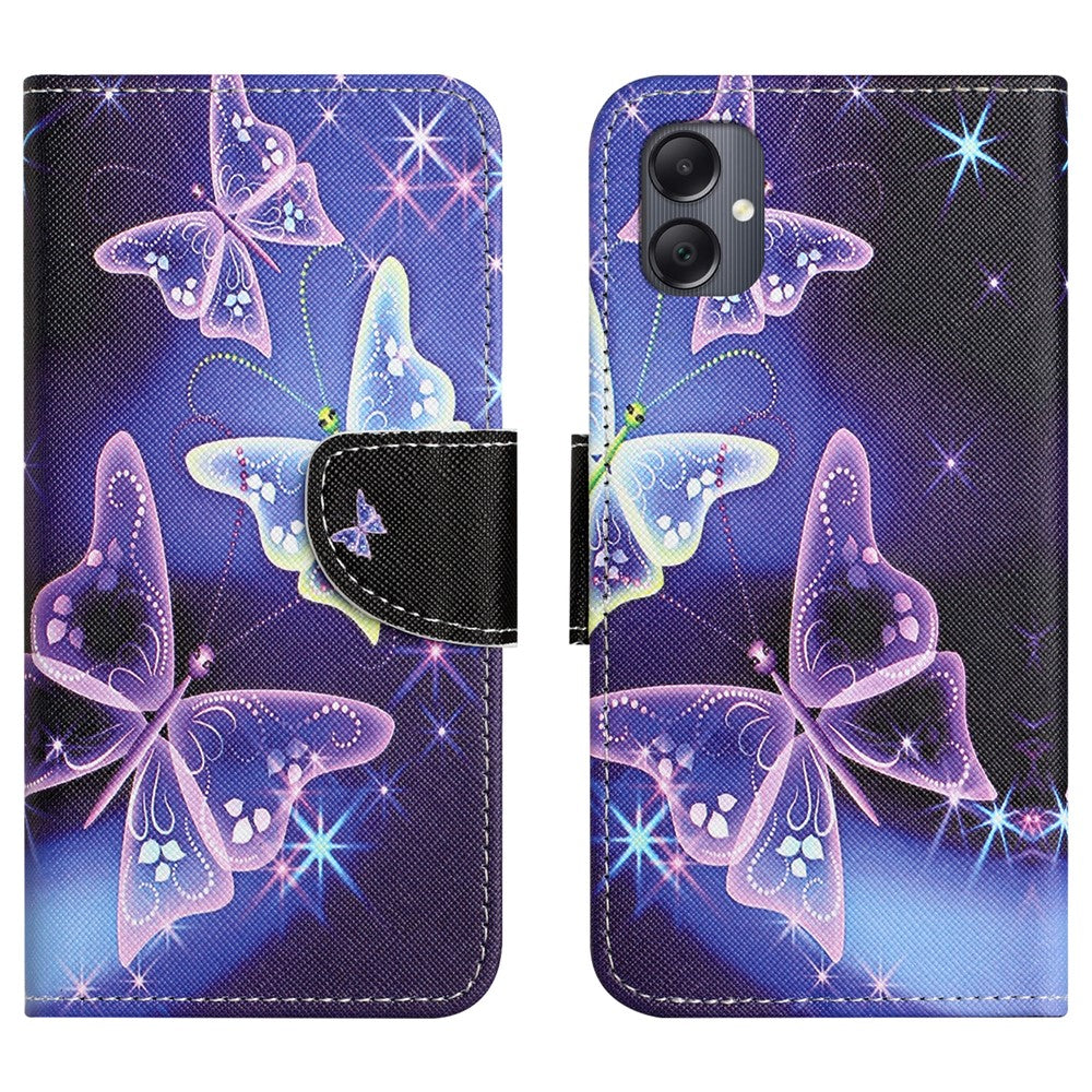 Til Samsung Galaxy A07 4G / A06 5G / A06 4G cover med mønstertryk og krydstekstur i læder