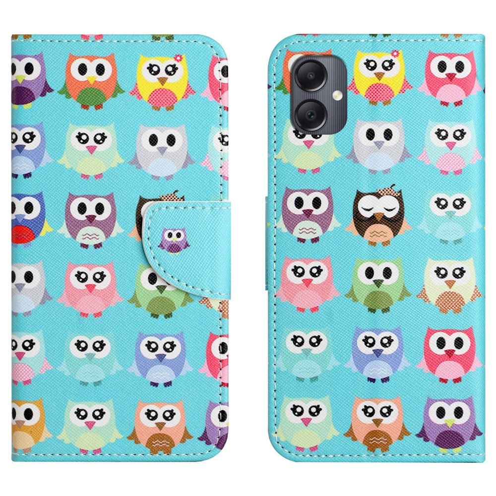 Til Samsung Galaxy A07 4G / A06 5G / A06 4G cover med mønstertryk og krydstekstur i læder