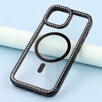 For iPhone 15 Case Compatible with MagSafe Sparkling Rhinestone Decor TPU + PC Clear Phone Back Cover