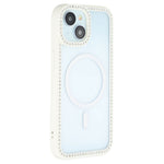 For iPhone 15 Case Compatible with MagSafe Sparkling Rhinestone Decor TPU + PC Clear Phone Back Cover