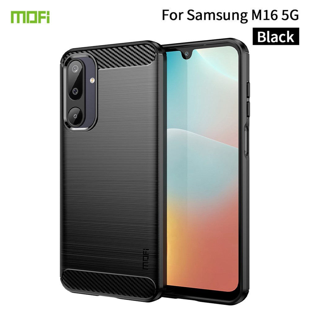 MOFI For Samsung Galaxy M16 5G / F16 5G Back Cover  Brushed Texture Carbon Fiber Soft TPU Case