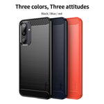 MOFI For Samsung Galaxy M16 5G / F16 5G Back Cover  Brushed Texture Carbon Fiber Soft TPU Case