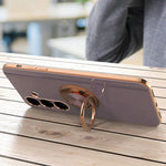 Samsung Galaxy A15 4G / 5G-cover med præcise udskæringer, galvaniseret 6D-TPU-mobilcover med ringholder
