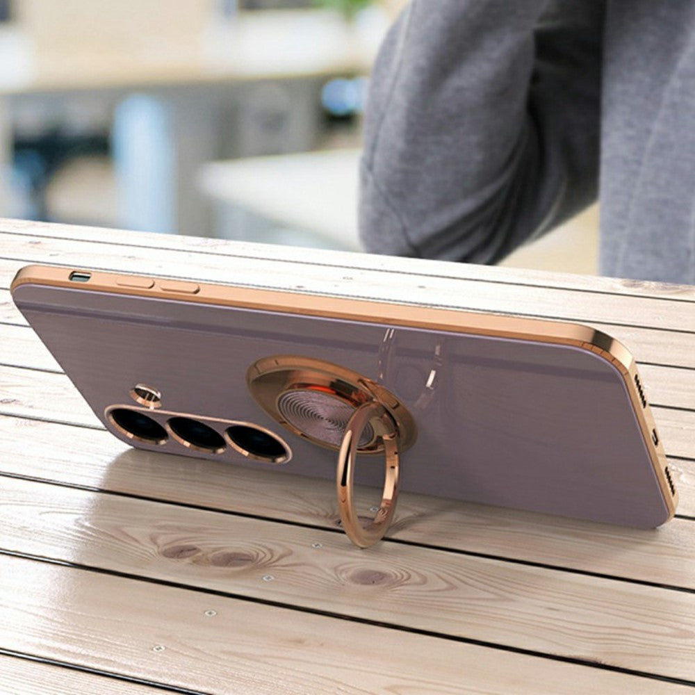 Samsung Galaxy A15 4G / 5G-cover med præcise udskæringer, galvaniseret 6D-TPU-mobilcover med ringholder