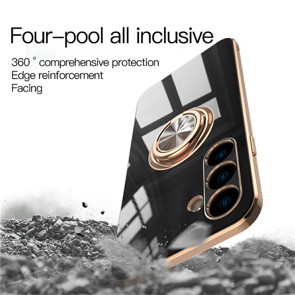 Samsung Galaxy A15 4G / 5G-cover med præcise udskæringer, galvaniseret 6D-TPU-mobilcover med ringholder
