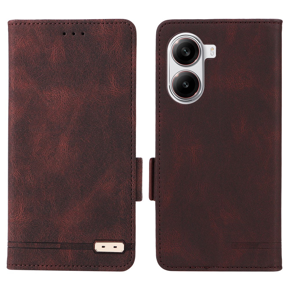 For Xiaomi Poco X7 Pro 5G  /  Redmi Turbo 4 5G Case Leather Wallet Flip Phone Cover with Hardware Decor
