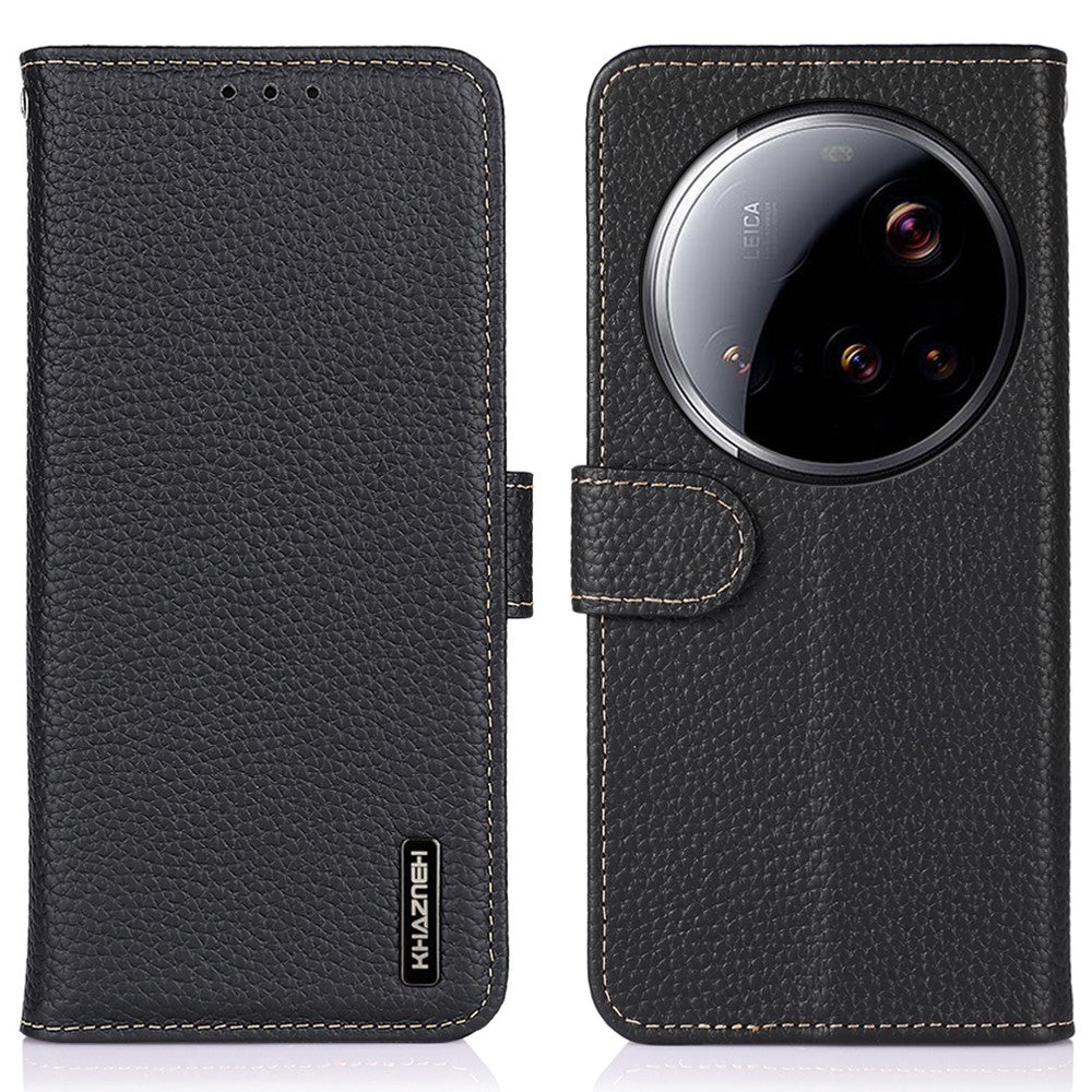 KHAZNEH For Xiaomi 15 Ultra Case Genuine Cow Leather Flip Phone Cover