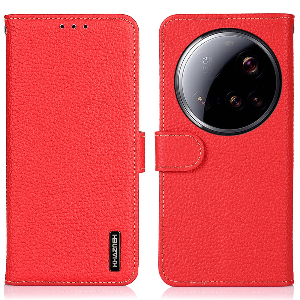 KHAZNEH For Xiaomi 15 Ultra Case Genuine Cow Leather Flip Phone Cover