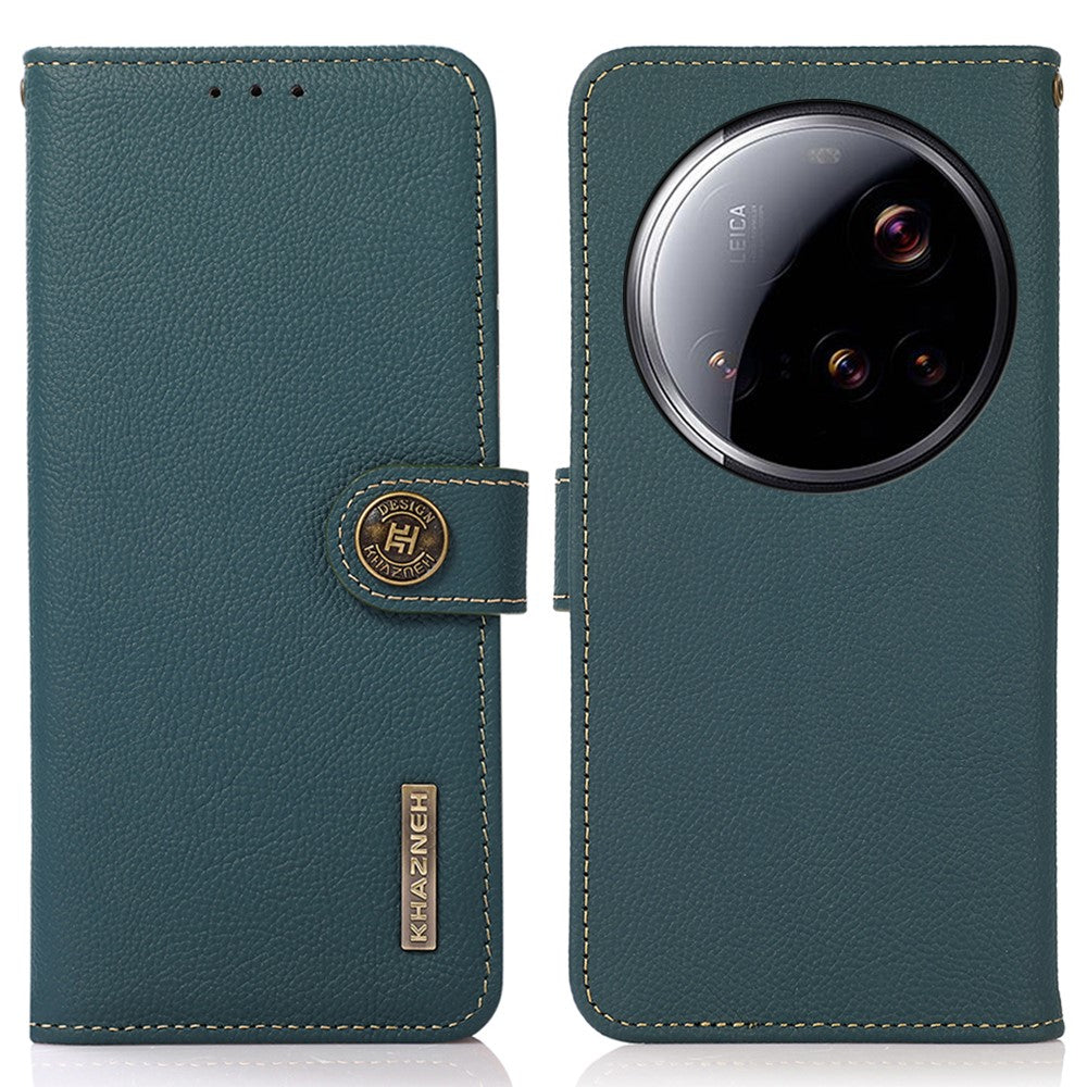 KHAZNEH for Xiaomi 15 Ultra Case Genuine Cow Leather RFID Blocking Wallet Phone Cover