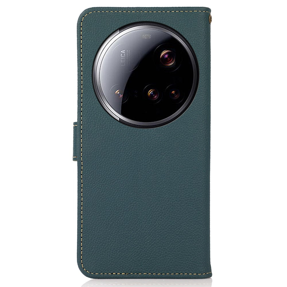 KHAZNEH for Xiaomi 15 Ultra Case Genuine Cow Leather RFID Blocking Wallet Phone Cover