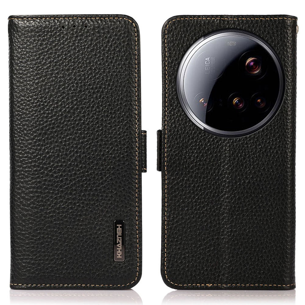 KHAZNEH for Xiaomi 15 Ultra Phone Case Genuine Cow Leather Cover RFID Blocking