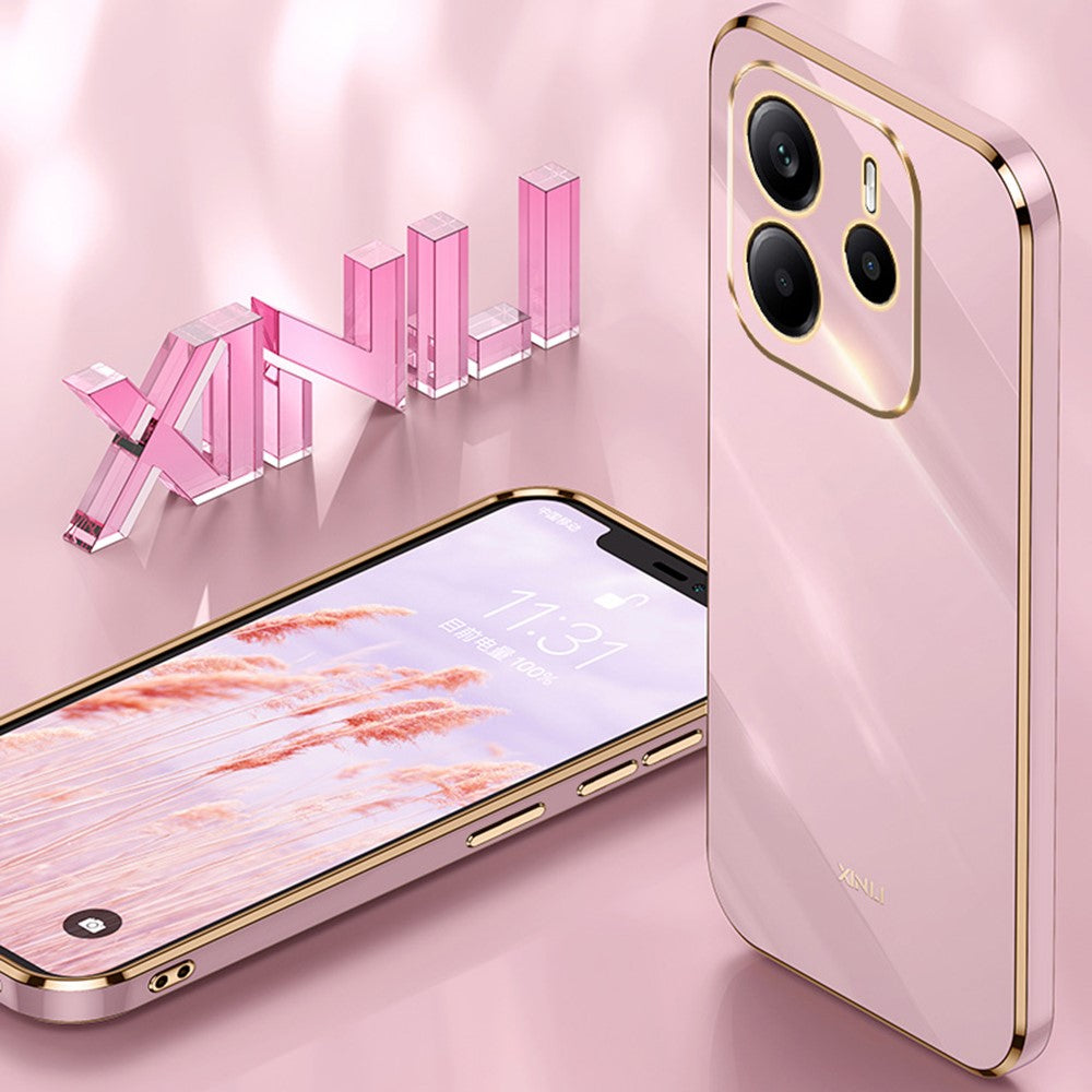 XINLI For Xiaomi Redmi Note 14 4G (163.25mm) Case TPU Phone Cover with Electroplating Frame