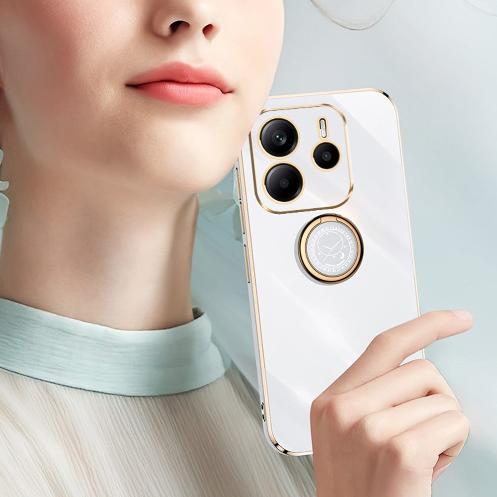 XINLI For Xiaomi Redmi Note 14 5G Case Ring Kickstand Electroplating TPU Phone Cover